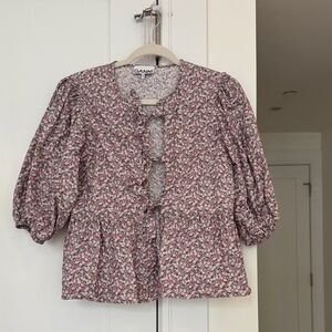Ganni Multicolor Floral Blouse